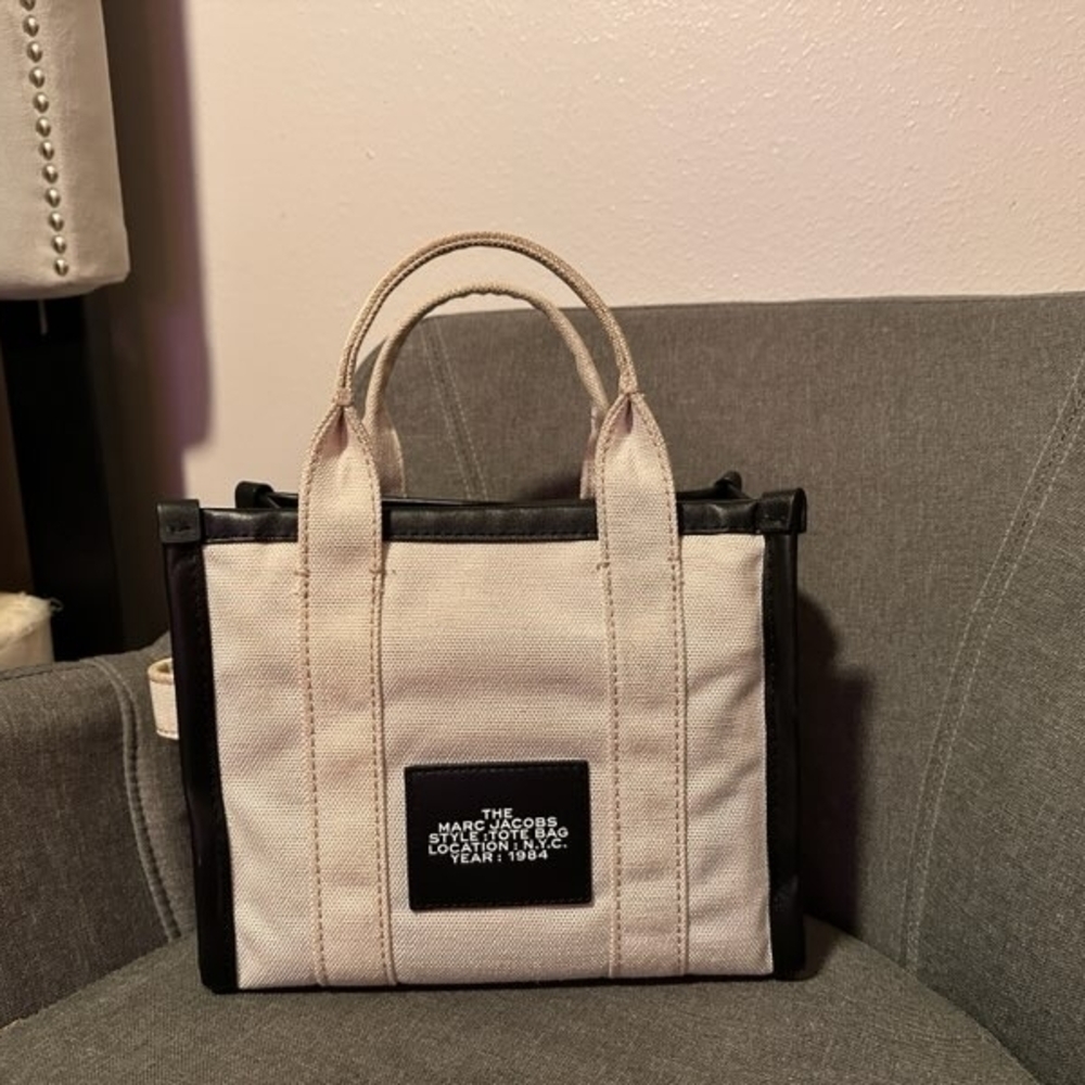 Marc Jacobs Black and Cream Canvas Briefcase
